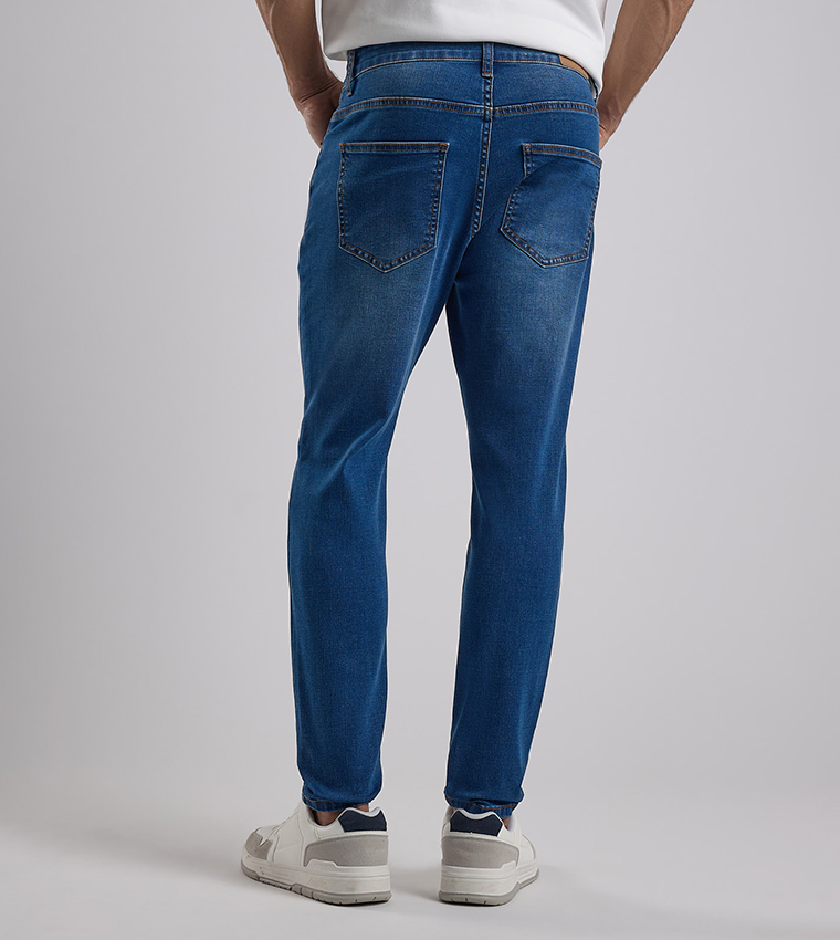 Faded Regular Fit Jeans with Button Closure