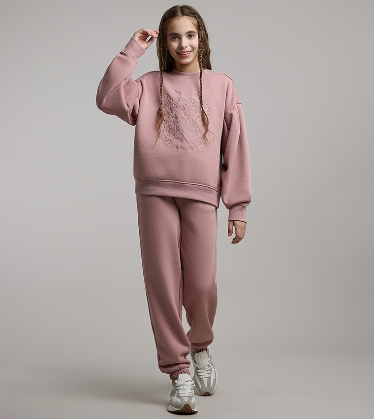Embroidered Sweatshirt and Jogger Set