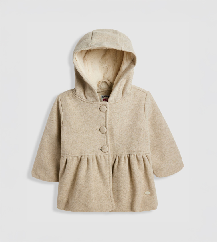 Textured Hooded Jacket with Long Sleeves