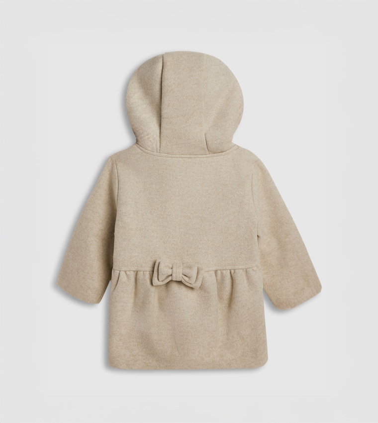 Textured Hooded Jacket with Long Sleeves