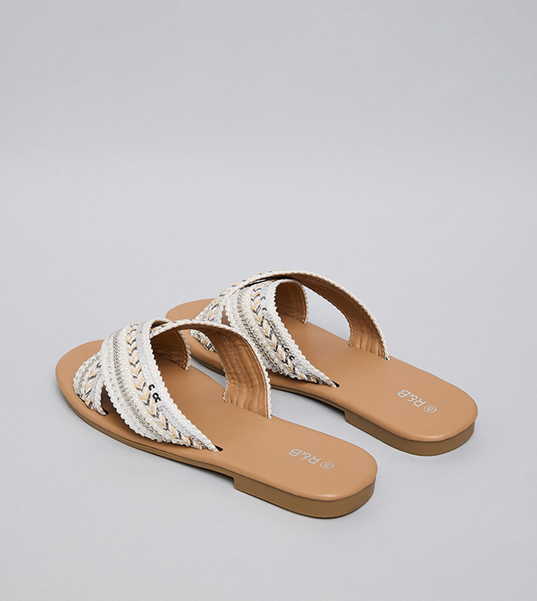 Embroidered Flat Sandals