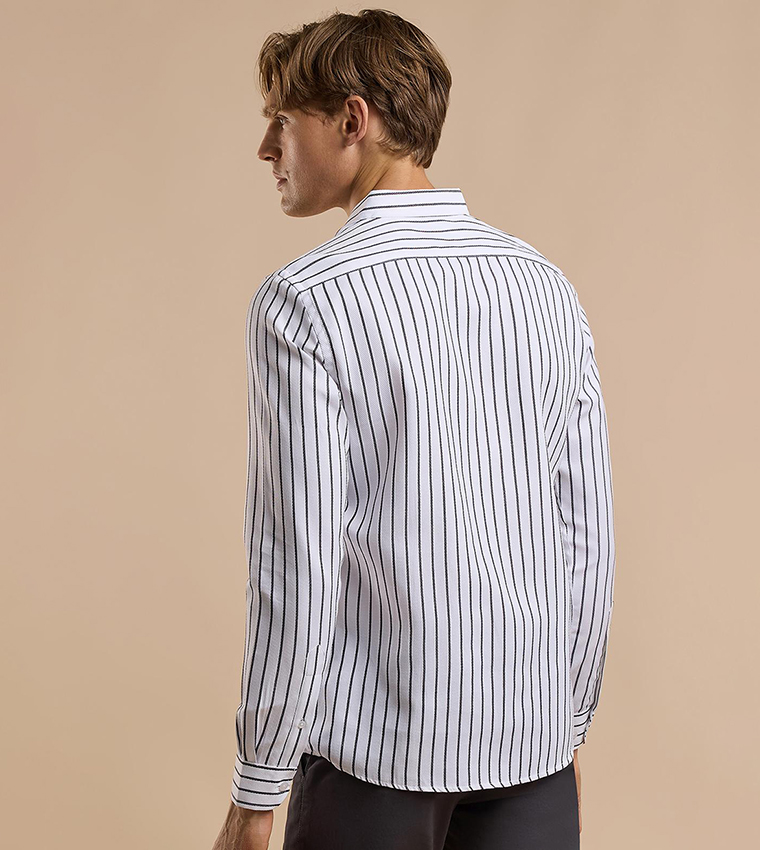 Striped Shirt with Classic Collar and Long Sleeves