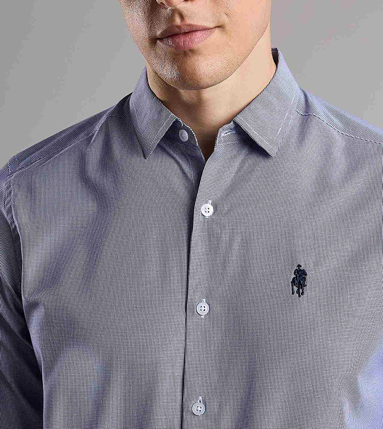 Patterned Shirt with Classic Collar and Long Sleeves