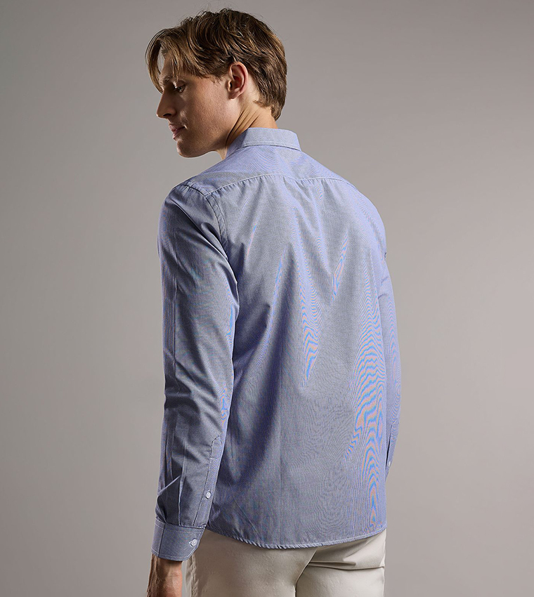 Patterned Shirt with Classic Collar and Long Sleeves