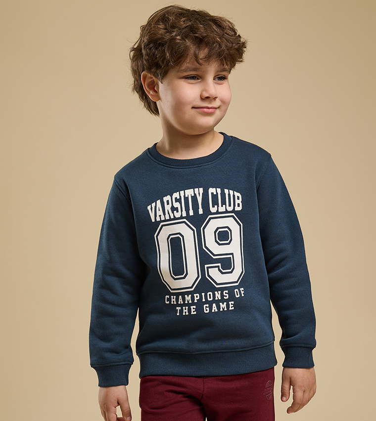 Printed Sweatshirt with Crew Neck and Long Sleeves