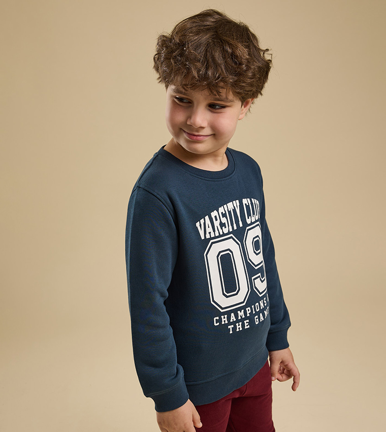 Printed Sweatshirt with Crew Neck and Long Sleeves