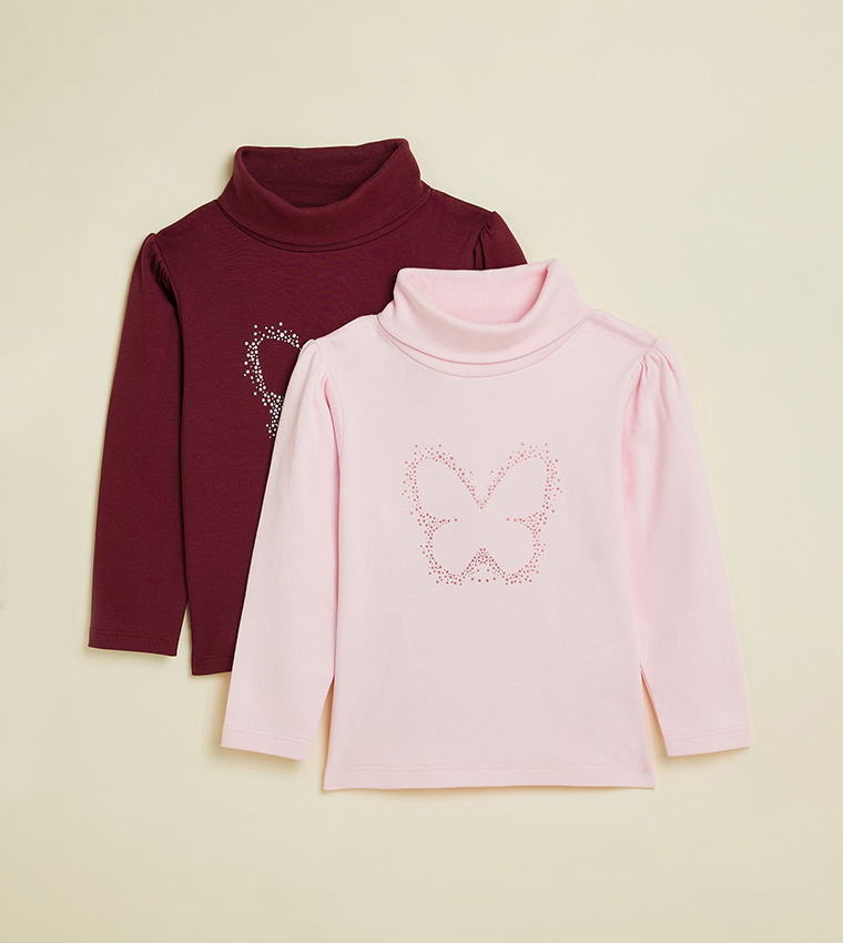 2 Pack Printed Tops with Long Sleeves