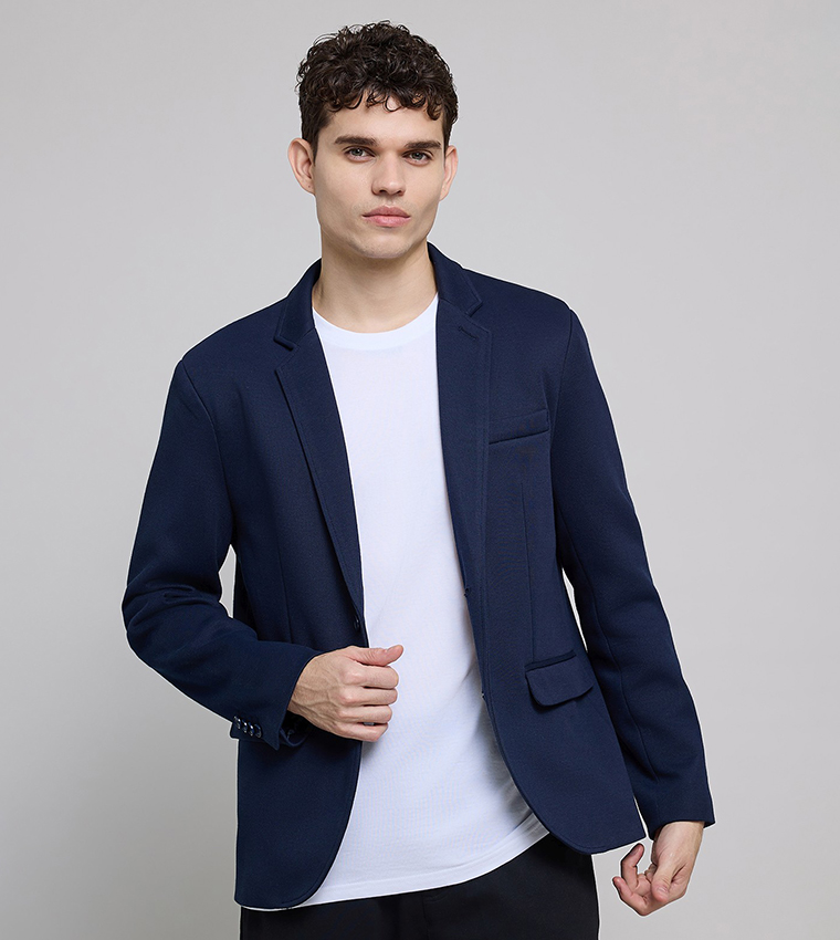 Solid Single Breasted Blazer with Button Closure