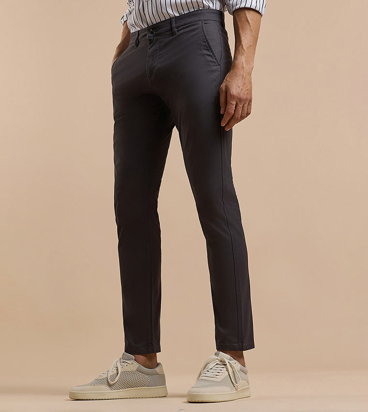 Solid Chinos with Button Closure