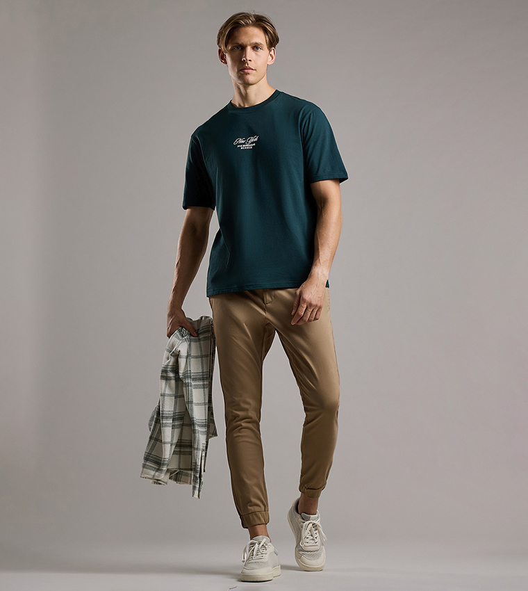 Solid Jogger Pants with Drawstring Waist