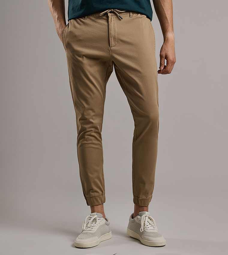 Solid Jogger Pants with Drawstring Waist