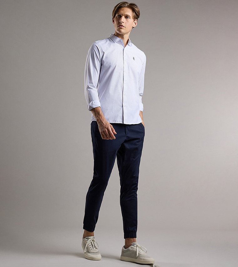 Solid Jogger Pants with Drawstring Waist