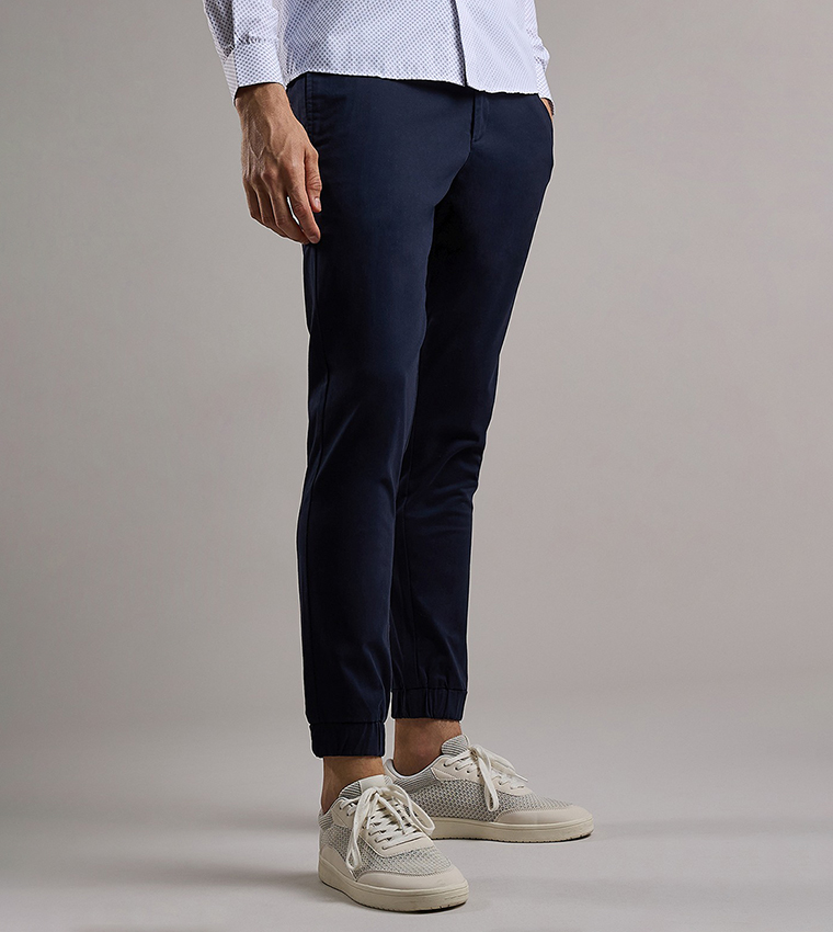 Solid Jogger Pants with Drawstring Waist