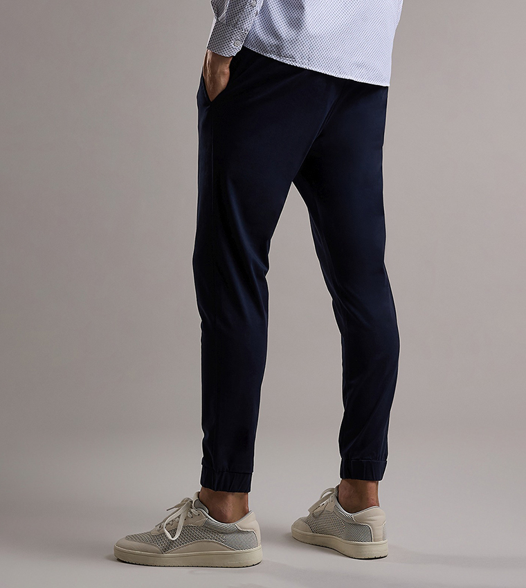Solid Jogger Pants with Drawstring Waist
