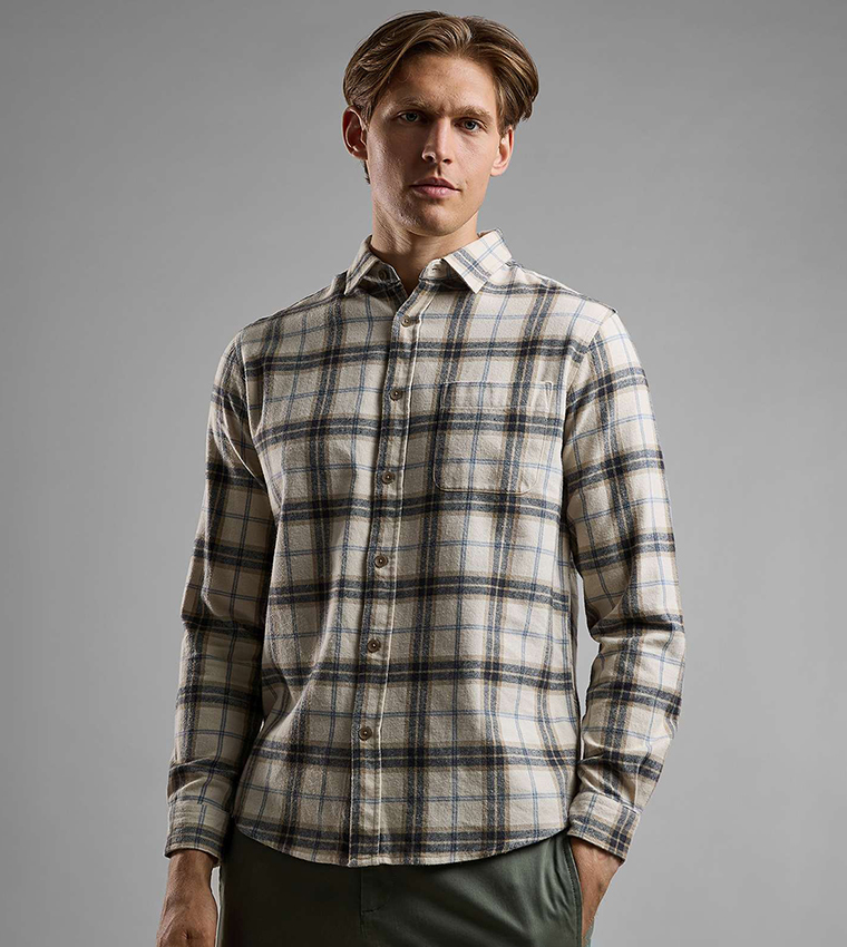 Plaid Shirt with Classic Collar and Long Sleeves