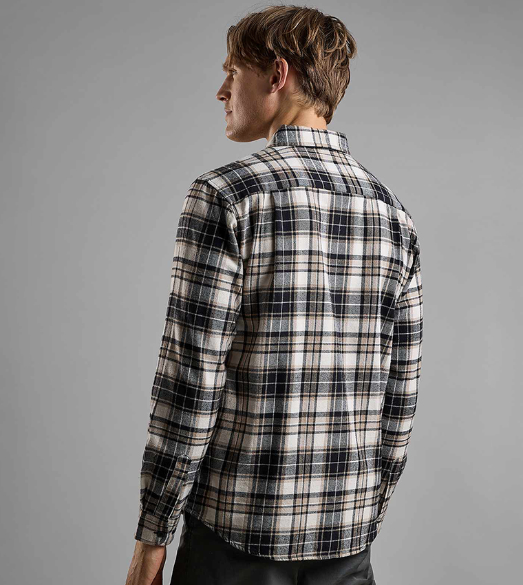 Plaid Shirt with Classic Collar and Long Sleeves