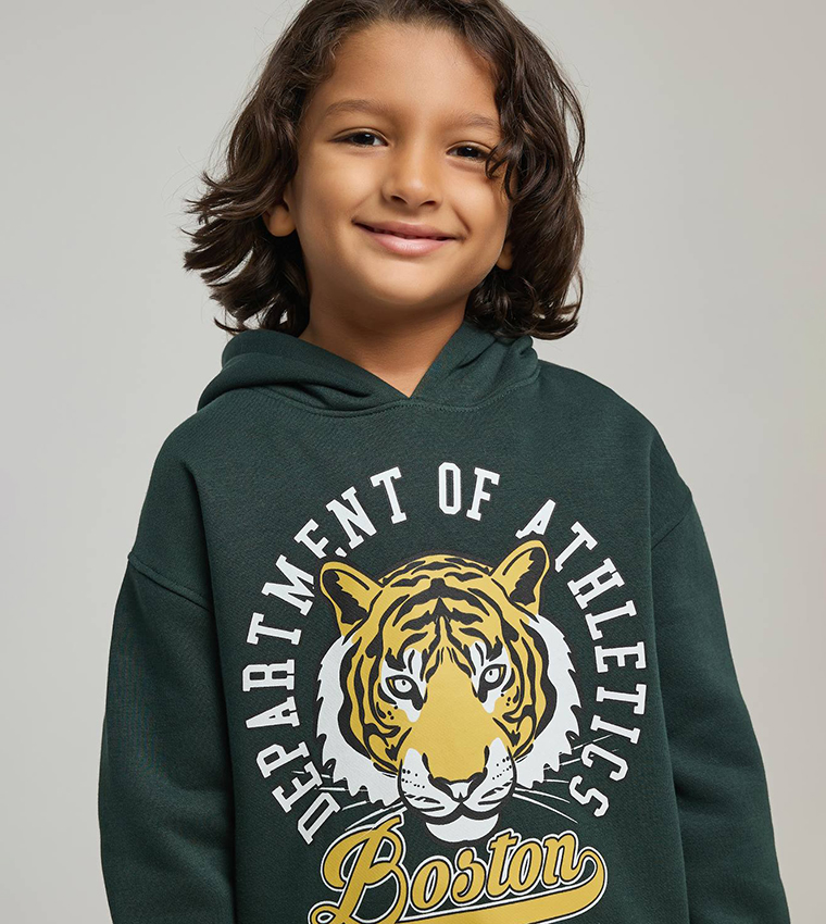 Printed Hoodie with Long Sleeves