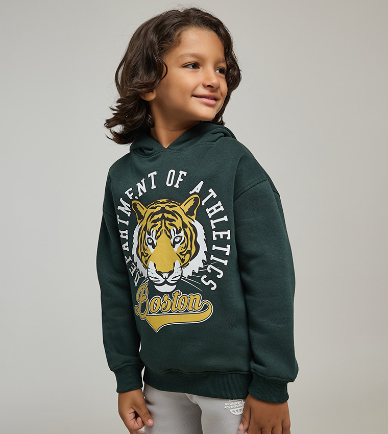 Printed Hoodie with Long Sleeves