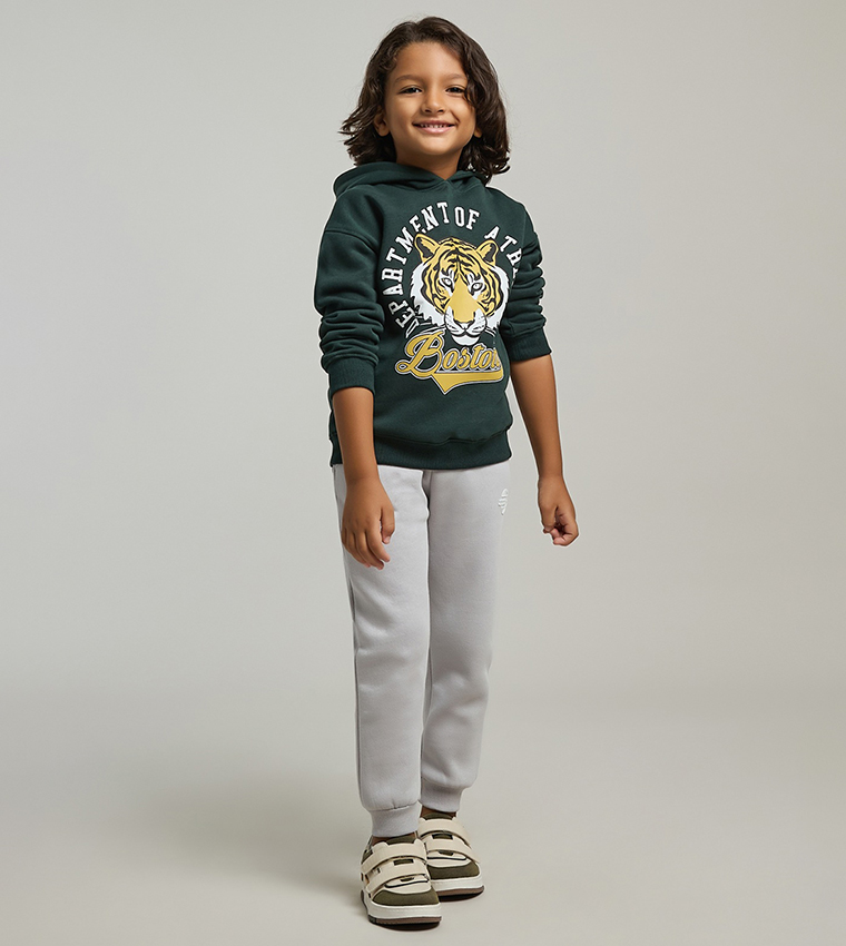 Printed Hoodie with Long Sleeves