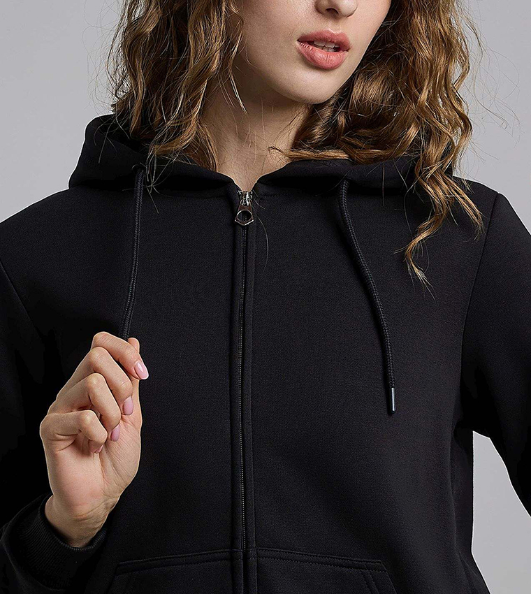 جاكيت هودي سادة بأكمام طويلة