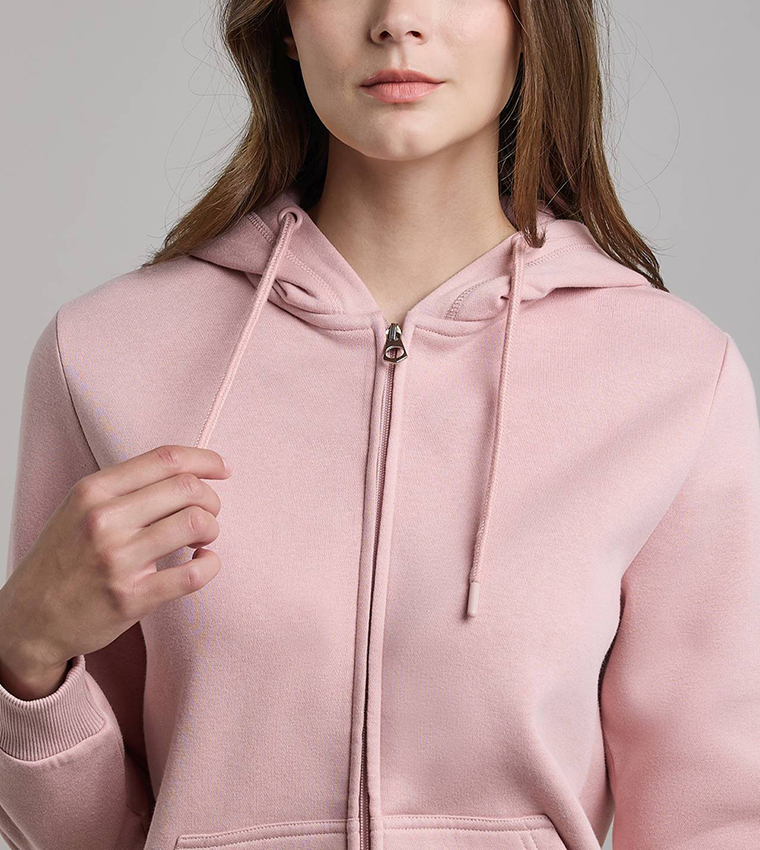 جاكيت هودي سادة بأكمام طويلة