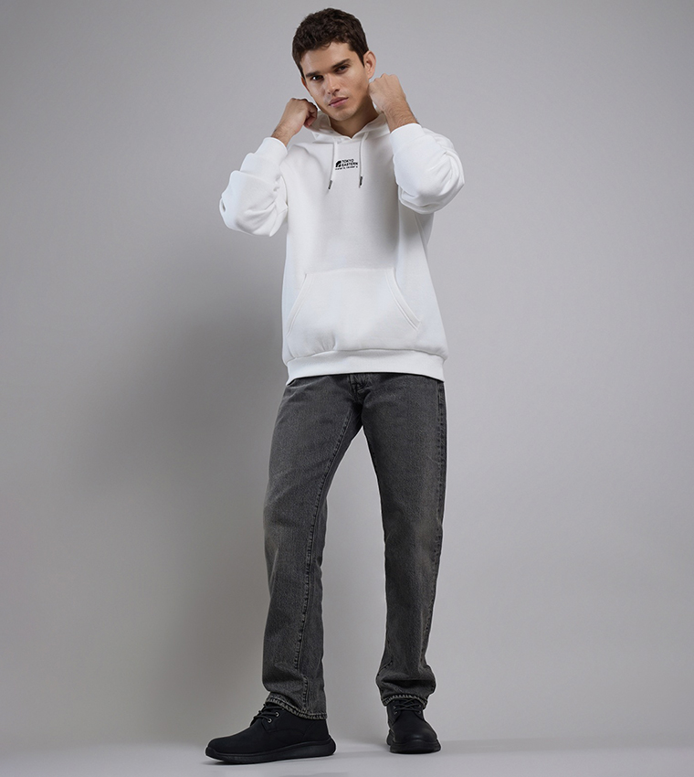 Printed Hoodie with Long Sleeves