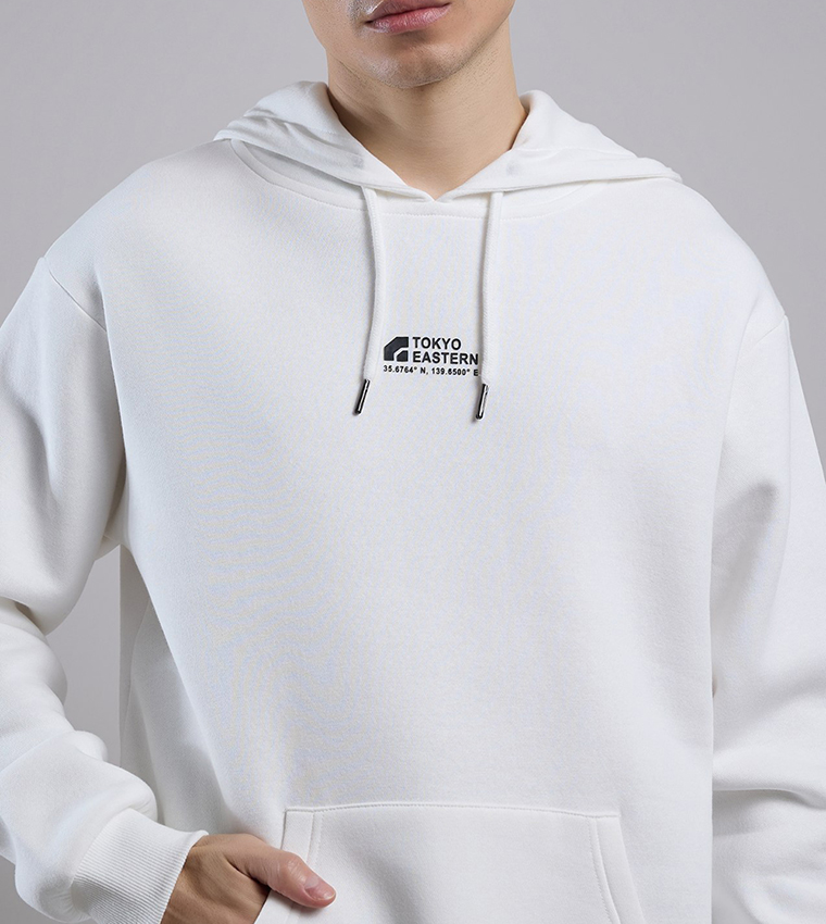 Printed Hoodie with Long Sleeves