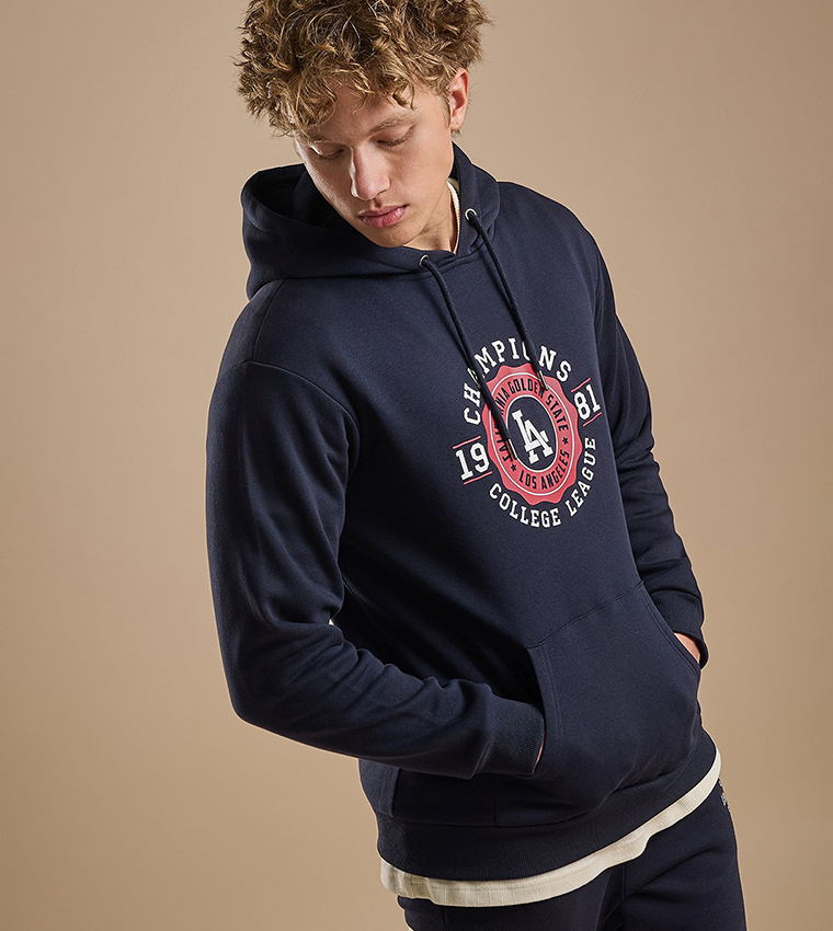 Printed Hoodie with Long Sleeves