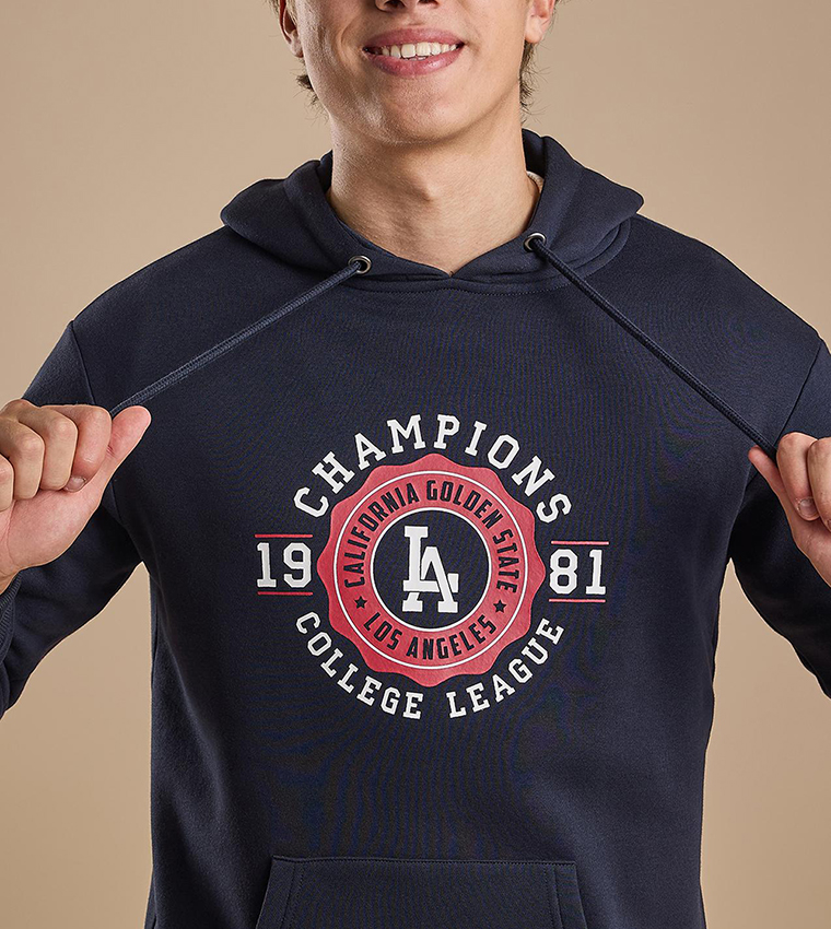 Printed Hoodie with Long Sleeves