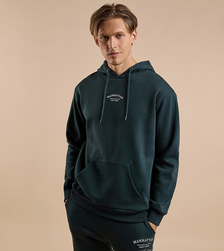 Printed Hoodie with Long Sleeves