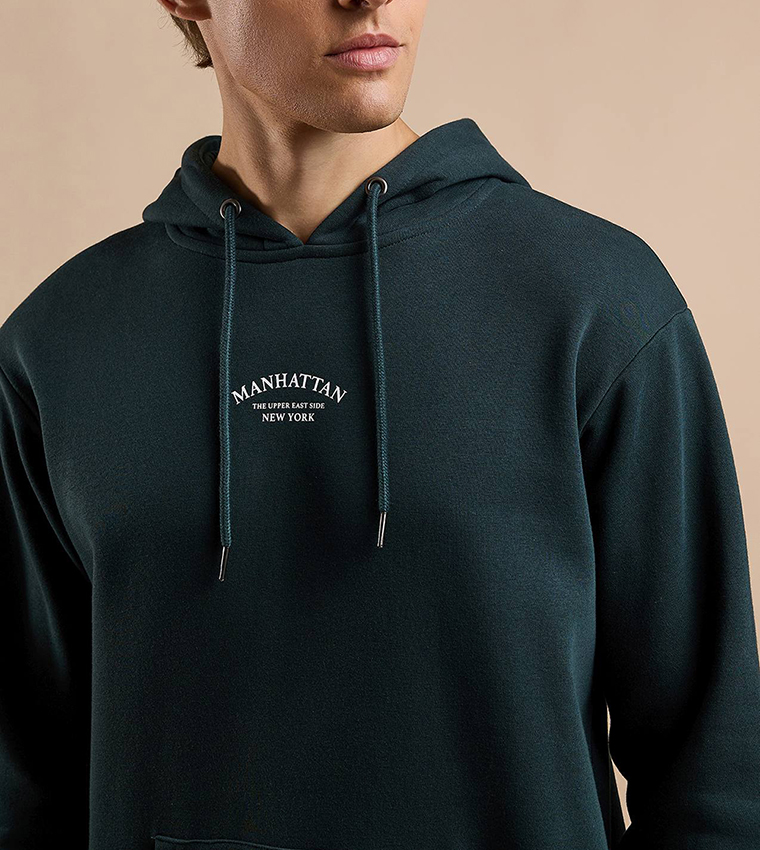 Printed Hoodie with Long Sleeves