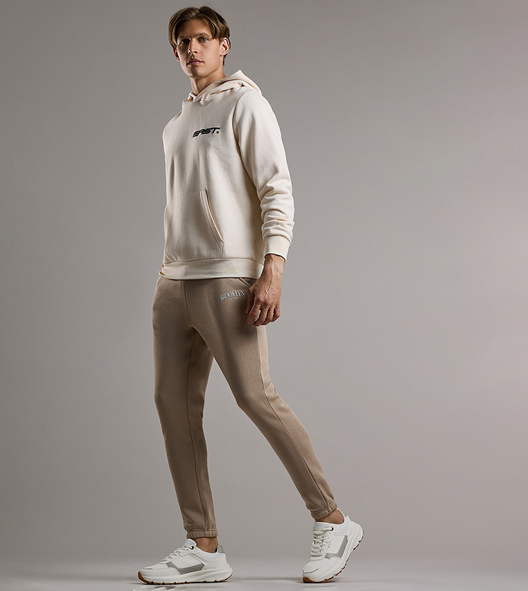 Embroidery Detail Joggers with Drawstring Waist