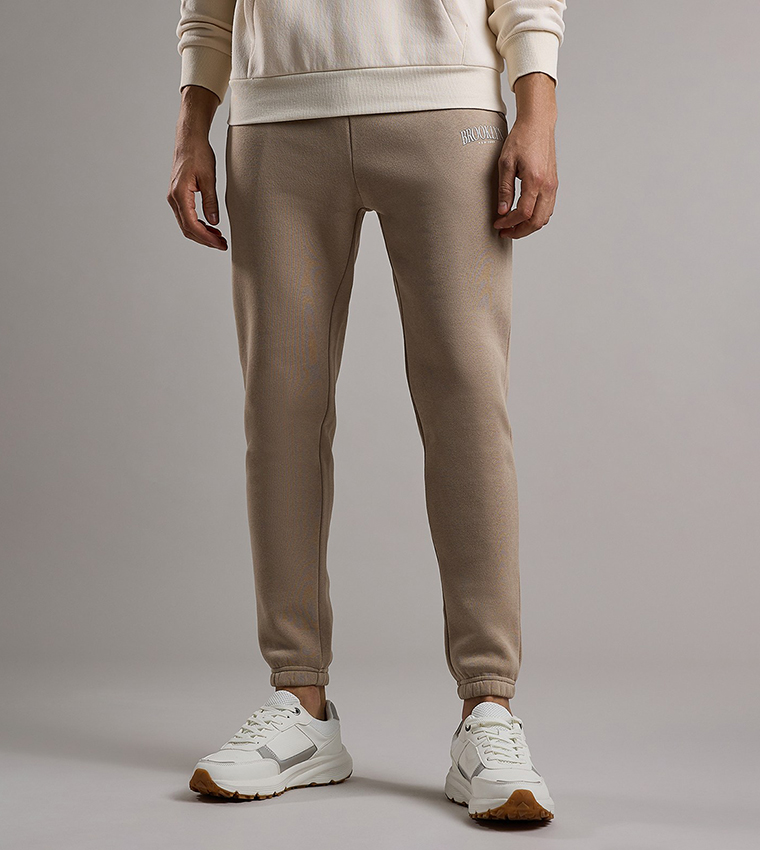 Embroidery Detail Joggers with Drawstring Waist