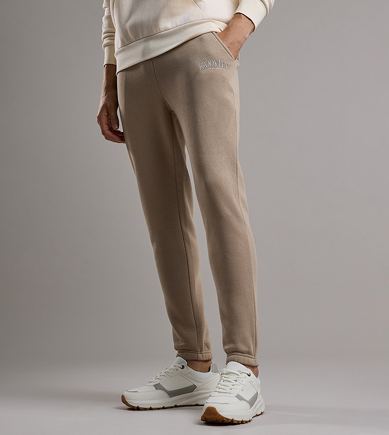 Embroidery Detail Joggers with Drawstring Waist