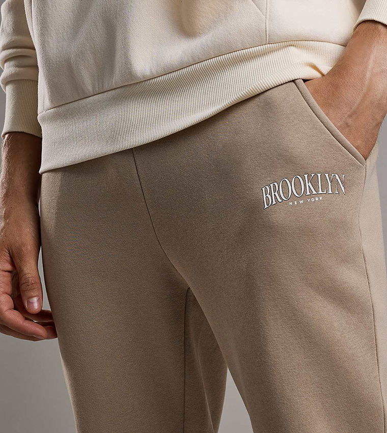 Embroidery Detail Joggers with Drawstring Waist