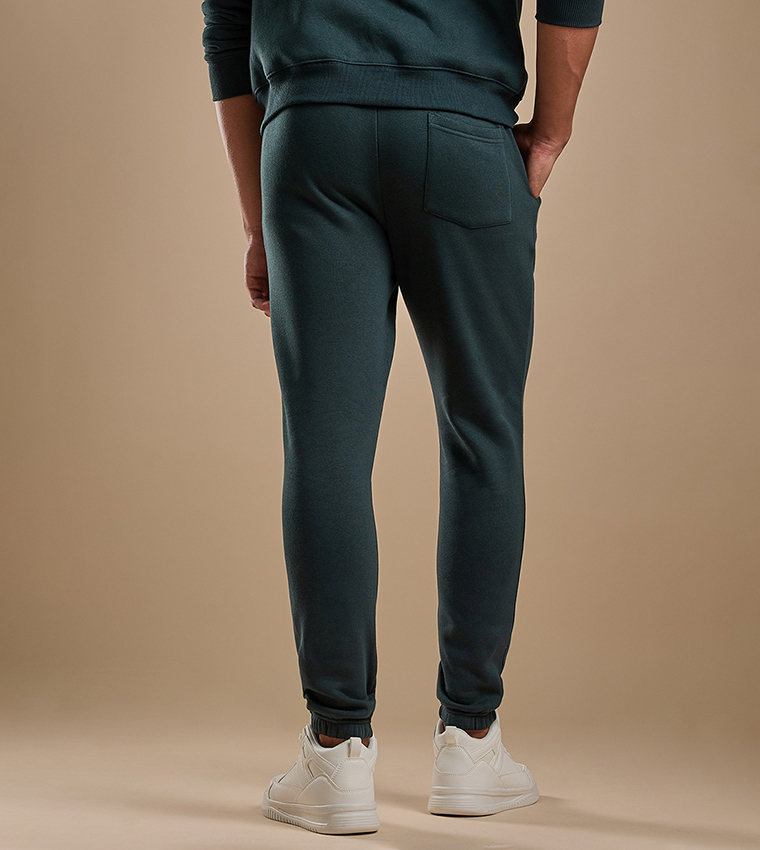 Buy R&B Solid Joggers With Drawstring Waist In Green 6thStreet