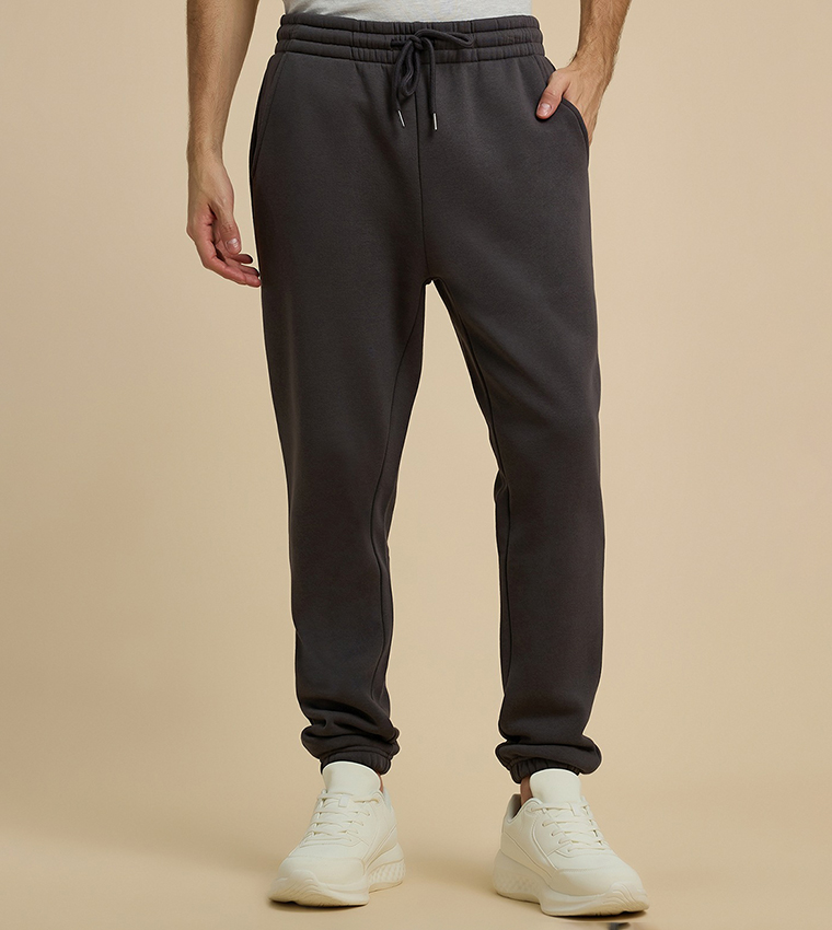 Solid Joggers with Drawstring Waist