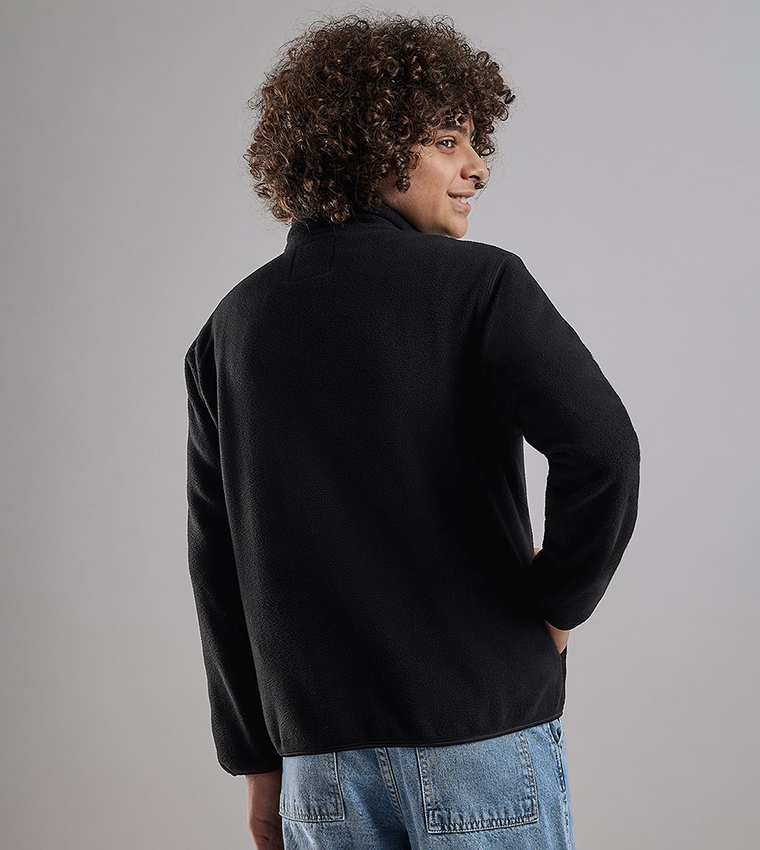 Zippered Jacket with High Neck and Long Sleeves