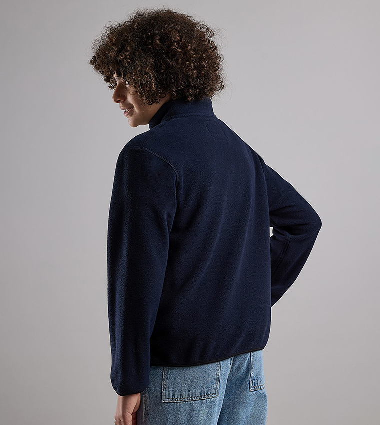 Zippered Jacket with High Neck and Long Sleeves