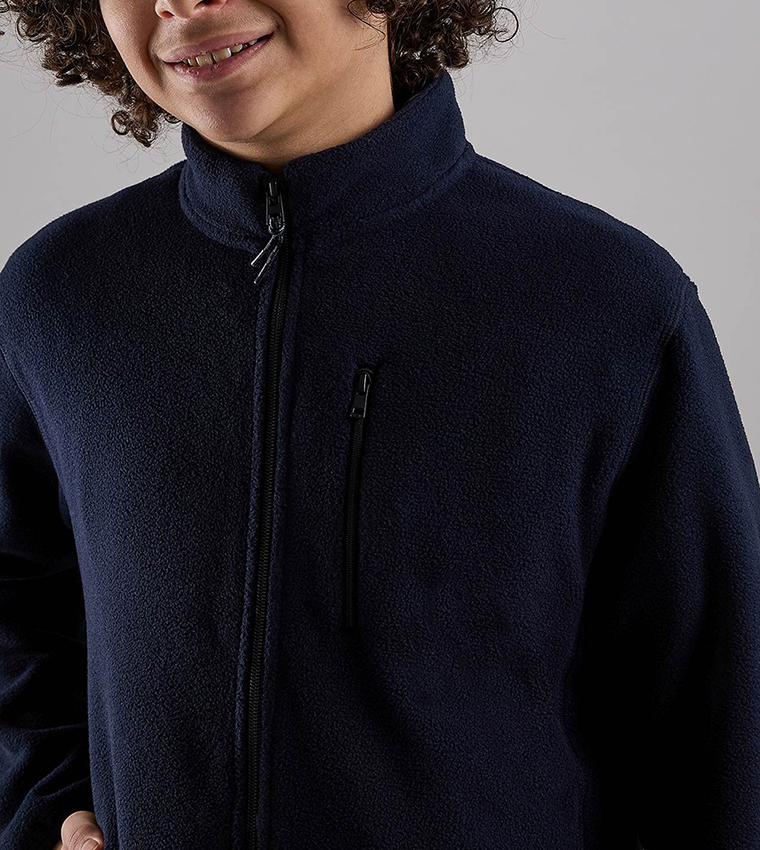 Zippered Jacket with High Neck and Long Sleeves