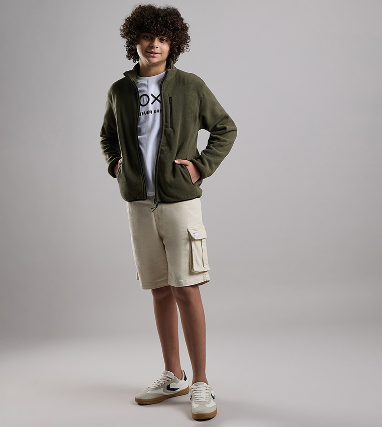Zippered Jacket with High Neck and Long Sleeves
