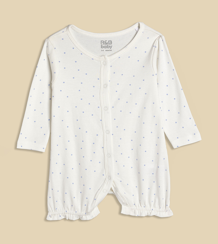 3 Pack Printed Rompers with Long Sleeves
