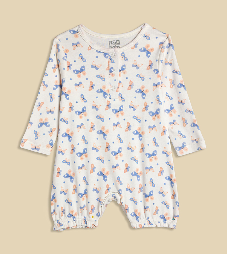 3 Pack Printed Rompers with Long Sleeves