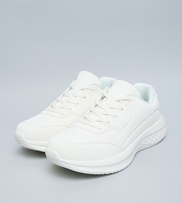 Solid Lace Up Sports Shoes