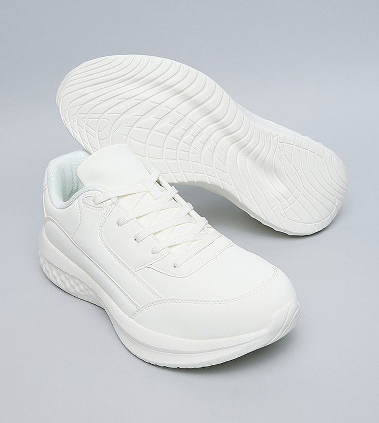 Solid Lace Up Sports Shoes