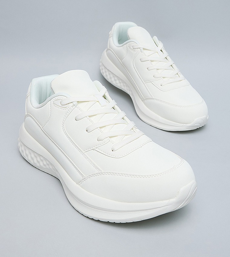 Solid Lace Up Sports Shoes