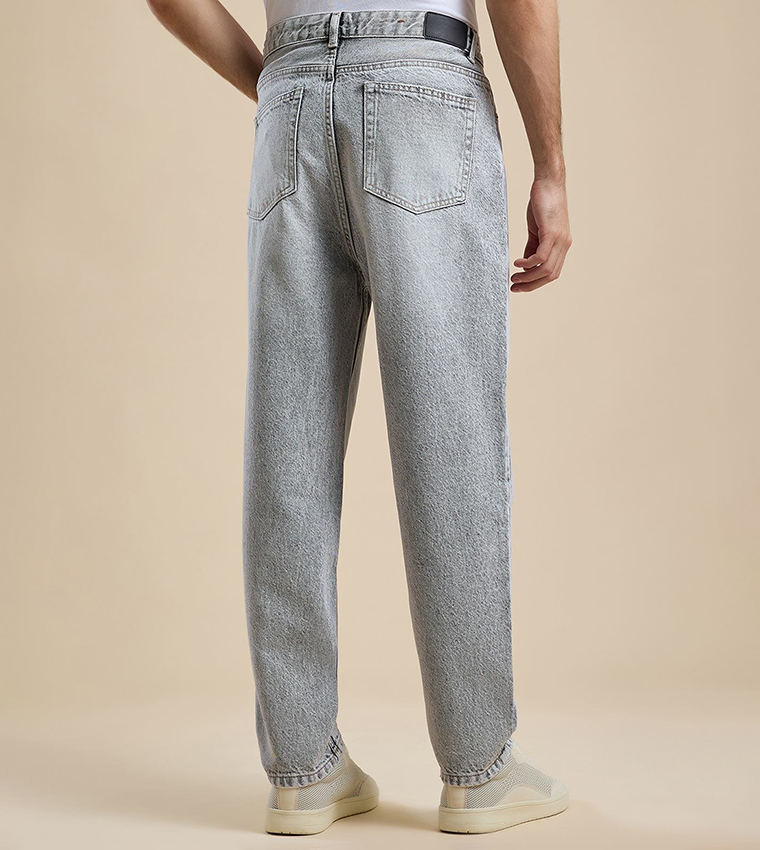 Washed Jeans with Button Closure