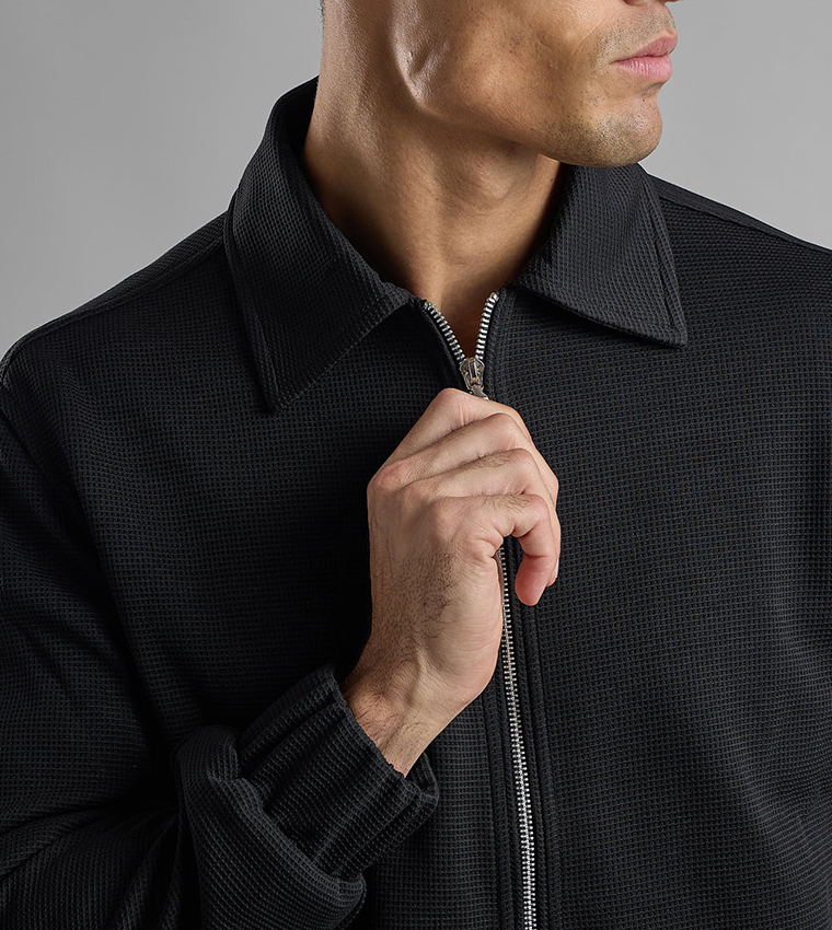 Solid Jacket with Zipper Closure