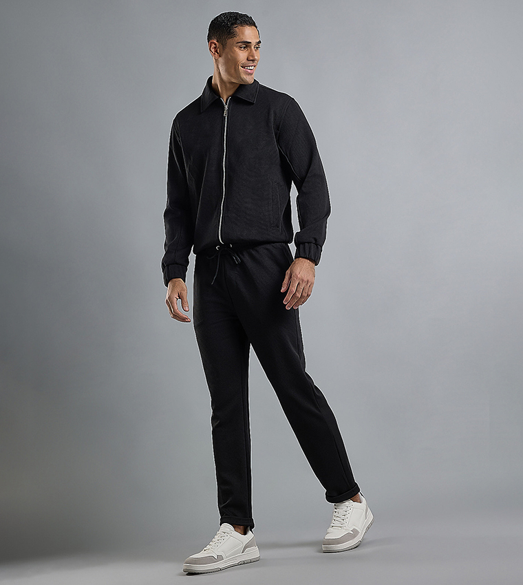 Textured Knit Pants with Elastic Waist