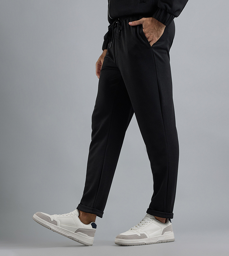 Textured Knit Pants with Elastic Waist